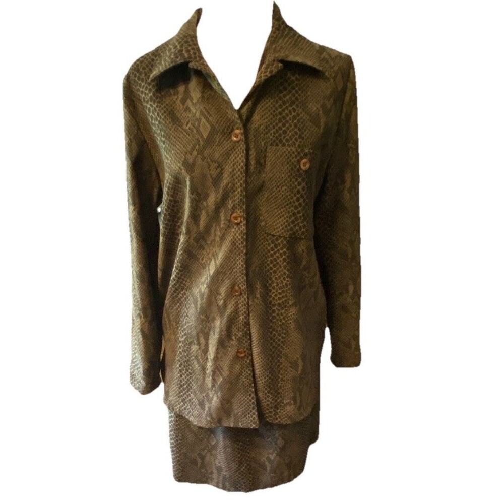 W.L. Sportswear New York Womens Sz 6 Dress Blazer Skirt Animal Print Career Y2K